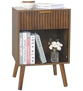 Fultyle Mid Century Modern Nightstand, Wood Bedside Table with Drawer and Opening Storage, End Ta...