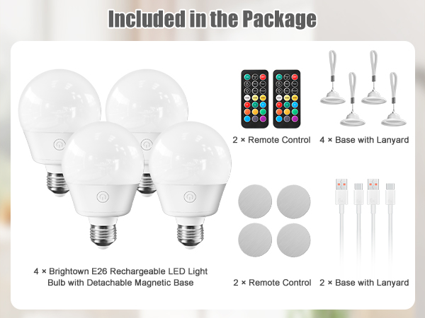 E26 Rechargeable Light Bulb with Remote