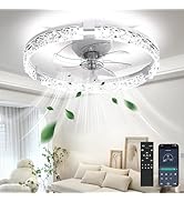 Aphyni Ceiling Fans with Lights and Remote, Crystal-Edged Modern Flush Mount LED Fan Light, 6 Win...