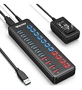 Powered USB 3.0 Hub, Wenter 11-Port Hub Splitter (7 Faster Data Transfer Ports+ 4 Smart Charging ...