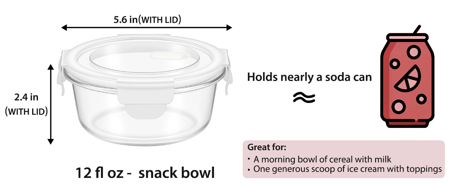 12oz glass lunch containers with lids
