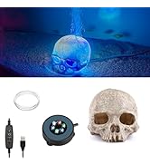 Carefree Fish Aquarium USB LED Light 2Inch Air Stone Timer with 3Ft Tubing and Halloween Skull De...