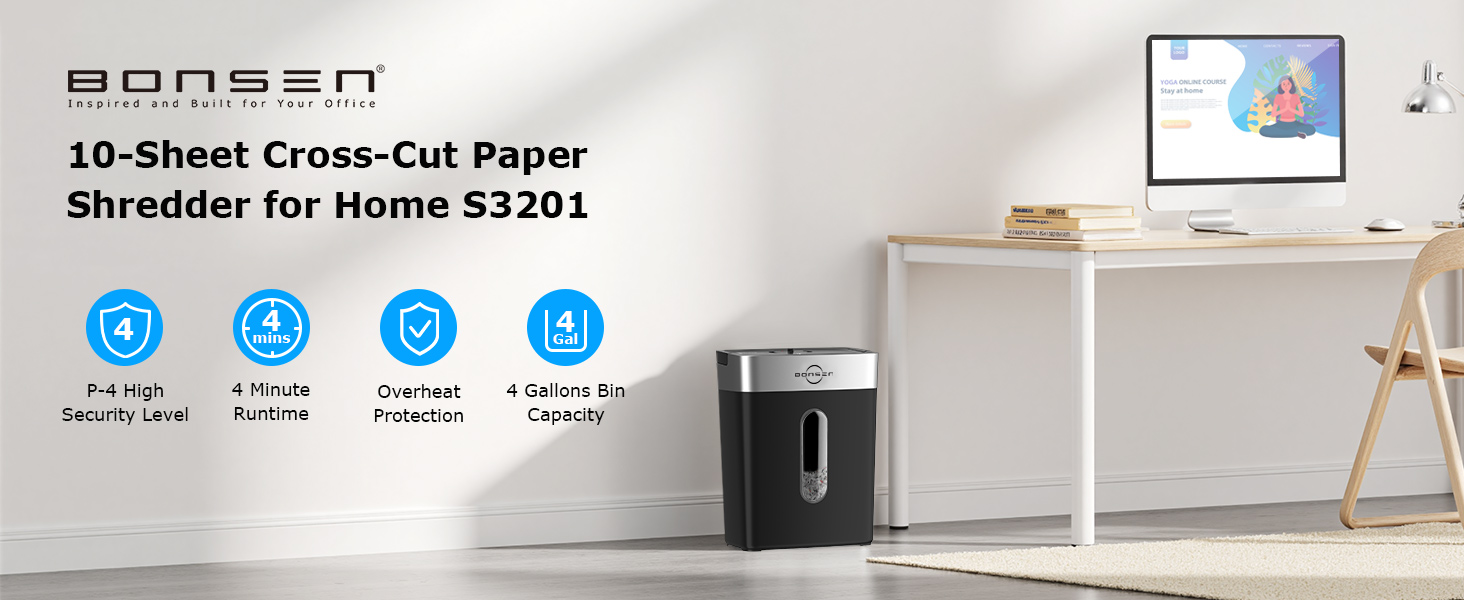 10-Sheet Cross Cut Paper Shredder for Home Office