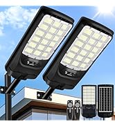 Solar Street Lights Outdoor, 21000LM 6500K Motion Sensor Solar Lights Waterproof, Dusk to Dawn So...