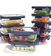 BOROHOUSE 10-Pack Glass Food Storage Containers with Tempered Lids – Borosilicate, Airtight, Oven...
