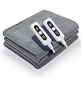 SNUGSUN Heated Blanket, Microplush Electric Blanket Queen Size 84"x90" Dual Controller, Soft &amp; An...