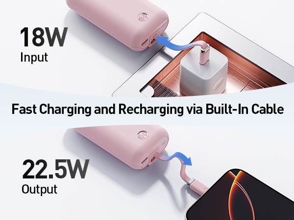 Fast Charging and Recharging via Built-In Cable