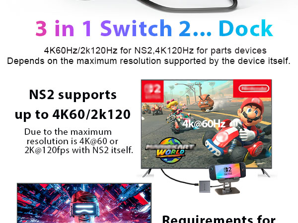 Switch 2 Dock Station Switch 2 Portable Dock for Nintendo Switch 2