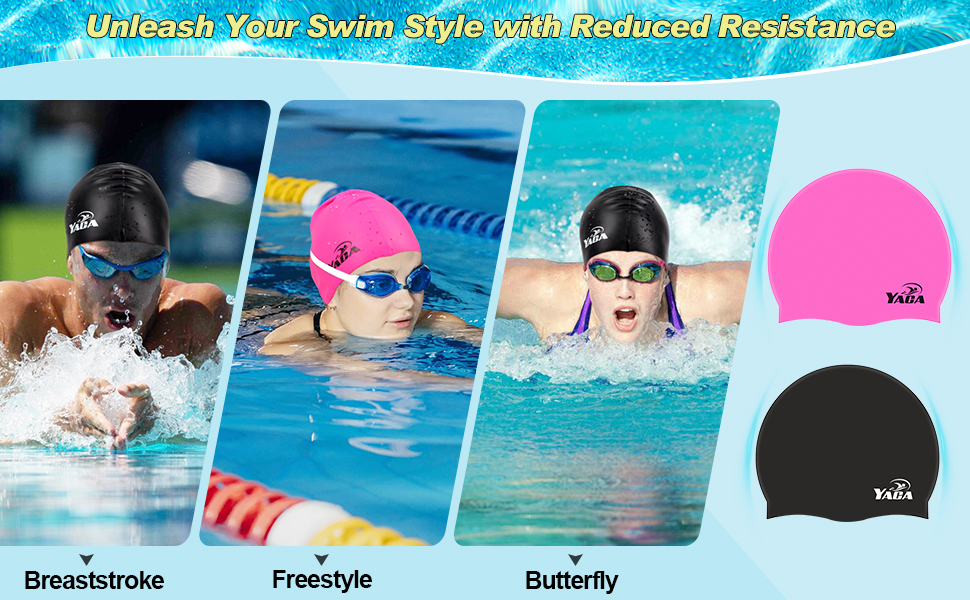 silicone waterproof swim cap for long hair
