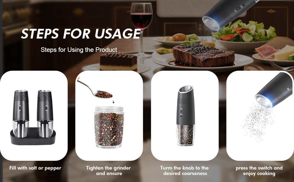 rechargeable salt and pepper grinder set