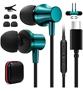USB C Headphones for iPhone 15, USB Type C Earphones Wired Earbuds Magnetic Noise Canceling in-Ea...