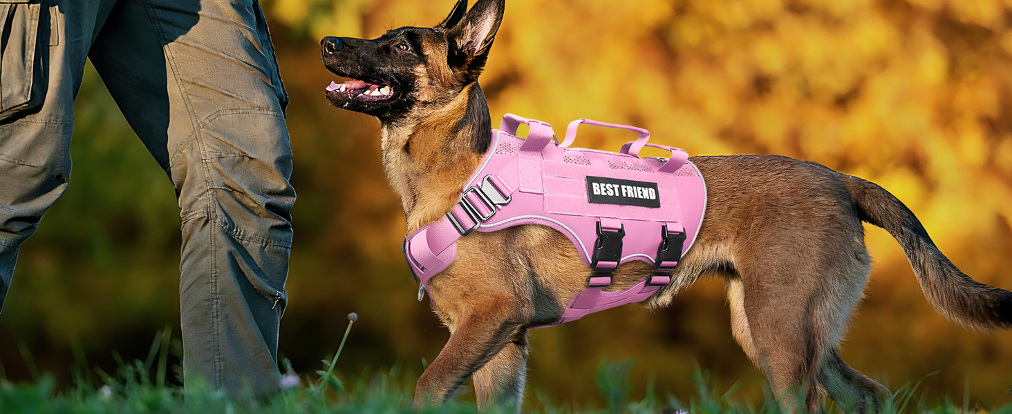 pink tactical dog hanress for medium large dogs