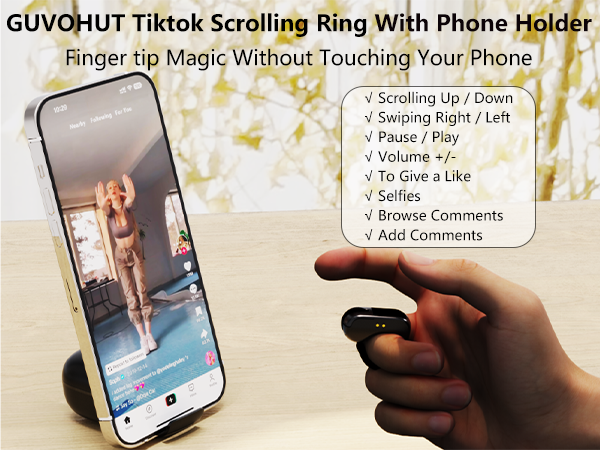 GUVOHUT Tiktok Scrolling Ring With Touchpad