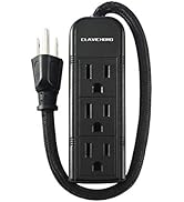 Power Strip with Flat Plug - 3 Ground Outlets 7 Inch Heavy Duty Braided Extension Cord Flat Plug ...