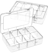 Jutieuo 2 Pack 8 Grids Bead Organizer and Storage, Plastic Organizer Box with Removable Dividers ...