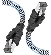 Qiuean Cat 8 Ethernet Cable 3FT, High Speed Braided 40Gbps 2000Mhz Internet Cable, Shielded Indoo...