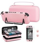 FUNDIARY Pink Travel Carrying Case for Switch 2 with Ergonomic Design, Shock-Absorption Accessori...