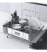Kitsure Dish Drying Rack, Large Kitchen Dish Rack and Drainboard Set with Easy Installation, Dura...
