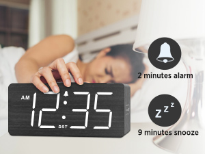 wooden alarm clock with adjustable alarm volume
