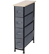 American Dream 4-Drawer Storage Tower, Slim Fabric Dresser with Steel Frame, Narrow Organizer Uni...