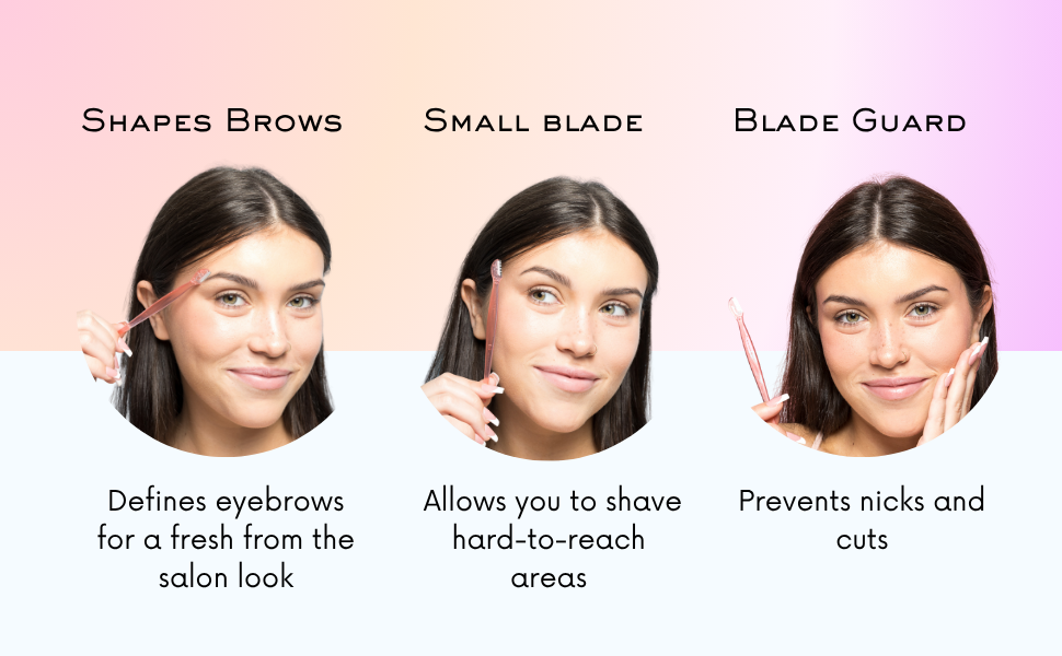 Shapes brows, small blade, blade guard.