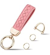 Hamdecro Genuine Leather Keychains, Handmade Knit Sheepskin Car Key chain for Women, Universal Ke...