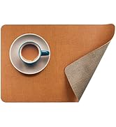 RENMTURE Faux Leather Placemats Set of 4, Double-Sided, Imitation Fabric Texture Washable Place M...