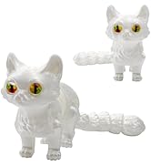 Luckana 3D Printed Cat Animal Stress Relief Toy, Flexible Joints, Cute Desktop Pet Decoration (Wh...