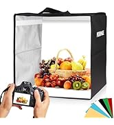 PIOENIMAGE Light Box Photography, 12in x 12in Photo Box, Portable Folding Photo Shooting Tent Kit...