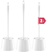 JIGA 3 Pack Toilet Brush and Holder Set, Toilet Bowl Brush with Caddy Bathroom Stiff Bristles Toi...