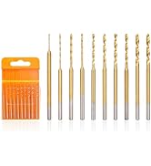 Uolor Mini Twist Drill Bit Set, 10Pcs Micro Engraving Drill Bits, 0.6mm-2.2mm, HSS 2.35mm Shank T...