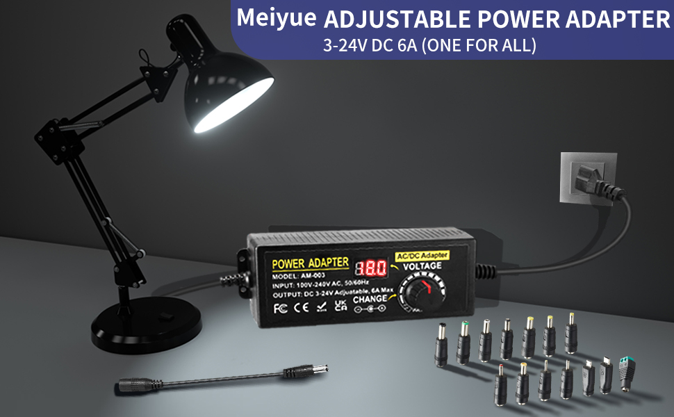 Power Supply Adjustable DC 9V 12V 15V 16V 18V 19V 20V 24V Variable Universal AC/DC Adapter 