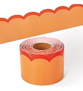 AnyDesign 65 Ft Wave Lines Bulletin Board Border Orange Fall Scalloped Die Cut Trim Border Roll f...