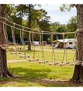 Goldmeet Outdoor Rope Bridge Ladder, 2M/6.56FT Climbing Rope Bridge for Outdoor Backyard Playgrou...