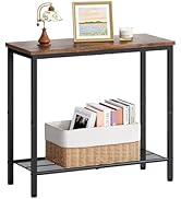 Hoctieon 2 Tier End Table, Sofa Side Table, Narrow Side Table with Storage, Slim Nightstand for S...