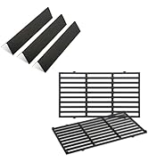 17.5" Cast Iron Grill Grates+Porcelain Enameled steel 15.3" Flavorizer Bars for Weber Spirit E-21...