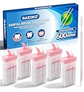 RAZOKO Interdental Toothpicks,Total 600 Count (5 Packs) Disposable Oral Pick,Food-Grade Plastic I...