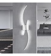 CANEOE Modern Wall Sconce, White Long Strip Led Wall Light Fixtures, 39inch Wave Design Indoor Wa...