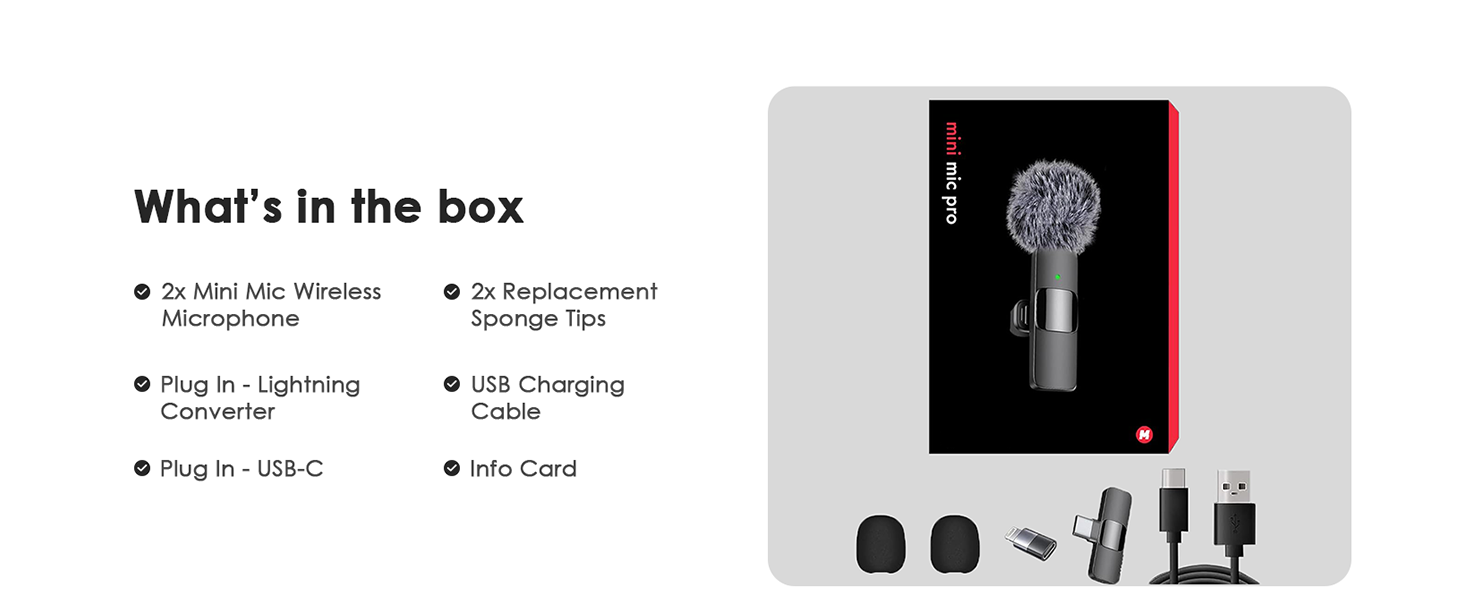 Microphone for iPhone, wireless microphones, mini mic, bluetooth microphone, lavalier microphone