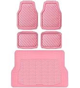 CAR PASS Heavy Duty Rubber Pink Car Floor Mats & Cargo Liners, Deep Dish All-Weather Trunk Mats D...