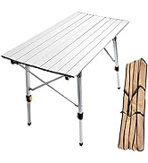 CampLand Aluminum Table Height Adjustable Folding Table Camping Outdoor Lightweight for Camping, ...