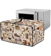 Doojoayie Brown Toaster Oven Cover Coffee Print 6 Slice Bread Machine Dust Protector Universal Fi...