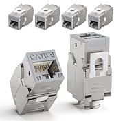 LEENUE CAT6A Keystone Jacks Shielded 6-Pack, RJ45 180 Degree Ethernet Jack 10 Gbps with Slim Zinc...