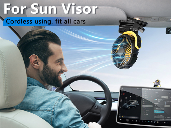 xuenair clip on fan for car roof handles visor headrest backseat backs seat