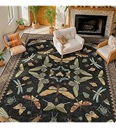 Hazo Haus Black Living Room Rug 8x10 - Insect Goth Rug for Large Bedroom, Dining Room Under Table...