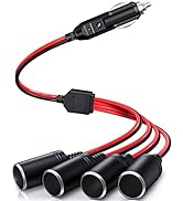 Electop 1 to 4 Car Cigarette Lighter Splitter Adapter Power Charger Port, 12V 24V Plug Socket Ada...