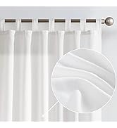 JINCHAN Linen Curtains 84 inches for Living Room Window Curtain Set Tab Top Farmhouse Kitchen Cou...