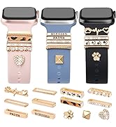 JR.DM 13 Pieces Gold Watch Band Charms with 10-Pcs Decorative Rings Loops &amp; 3-Pcs Decoration, Com...