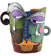 Huazzzyi Unique Colorful Art Abstract Resin Flower Pot, Picasso Brutalist Face Flower Pot Ornamen...