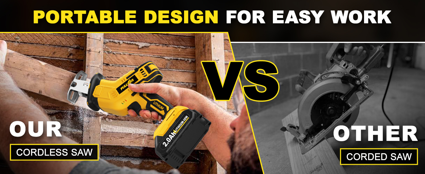 FULLYEA Reciprocating Saw Cordless 0-3500 RPM Powerful Motor, Tool-Free Blade Change